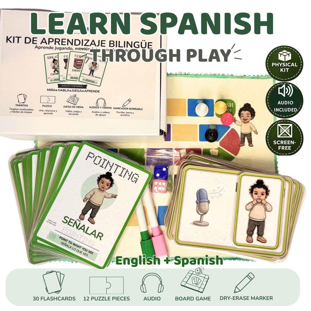 English-Spanish Flashcards for Kids | Beginner Vocabulary Game Kit