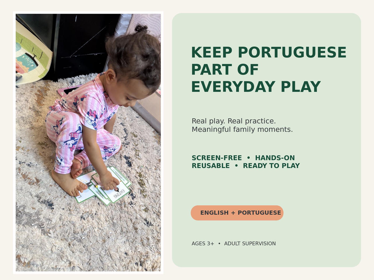 English-Brazilian Portuguese Flashcards & Games | Bilingual Family Kit