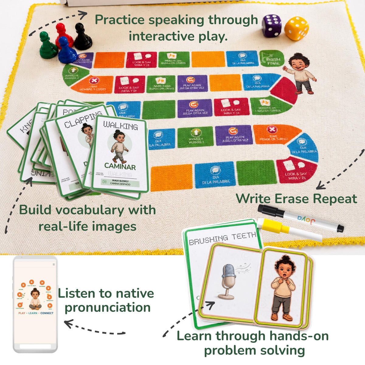 English-Spanish Flashcards for Kids | Beginner Vocabulary Game Kit
