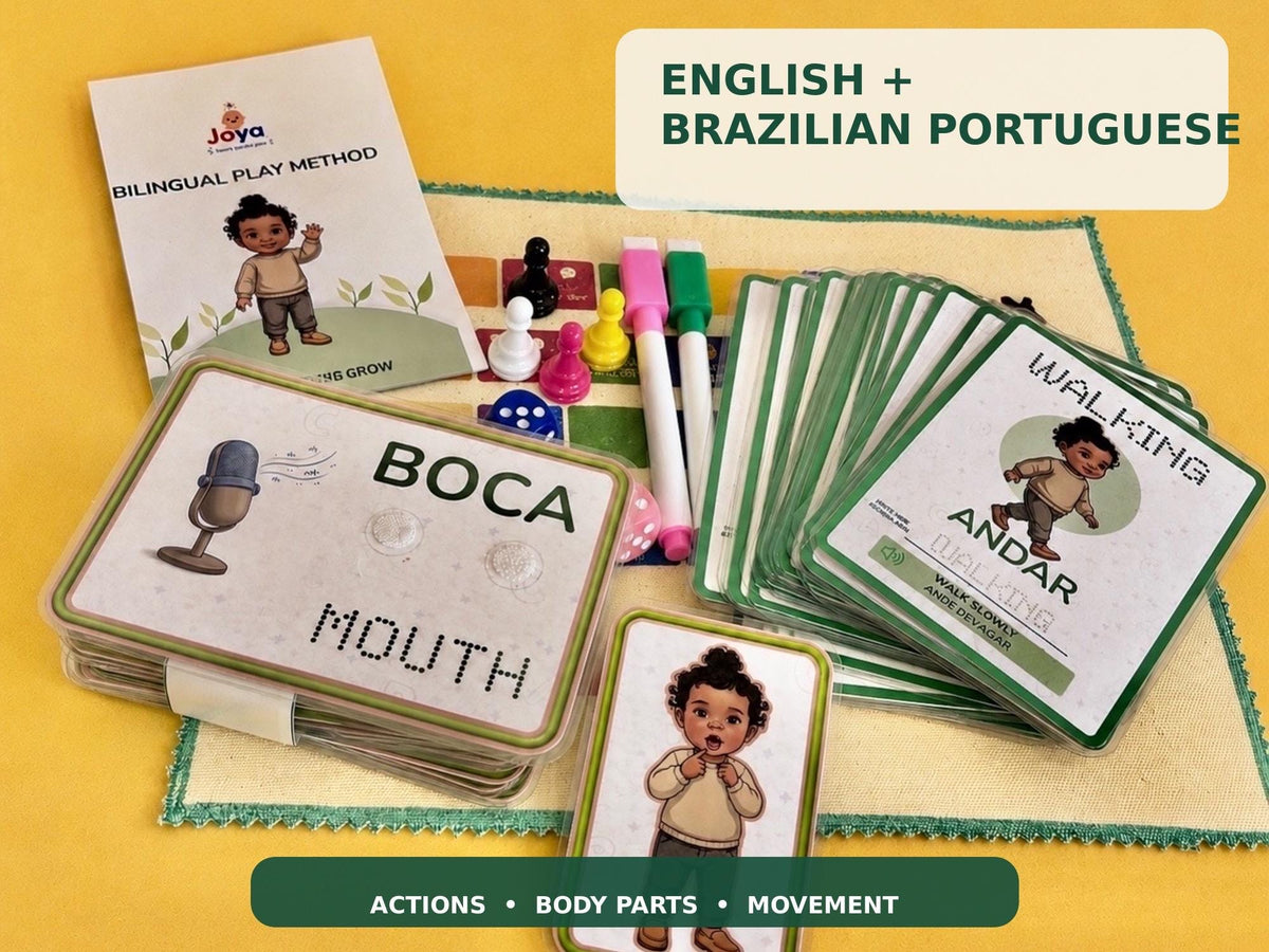 English-Brazilian Portuguese Flashcards & Games | Bilingual Family Kit