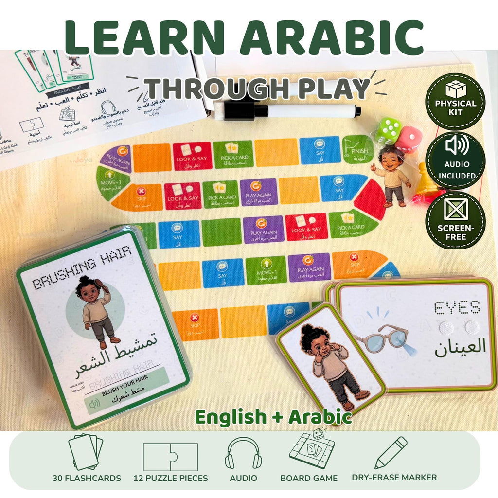 Flashcards & Board Game Learning Kit | English or Bilingual Options