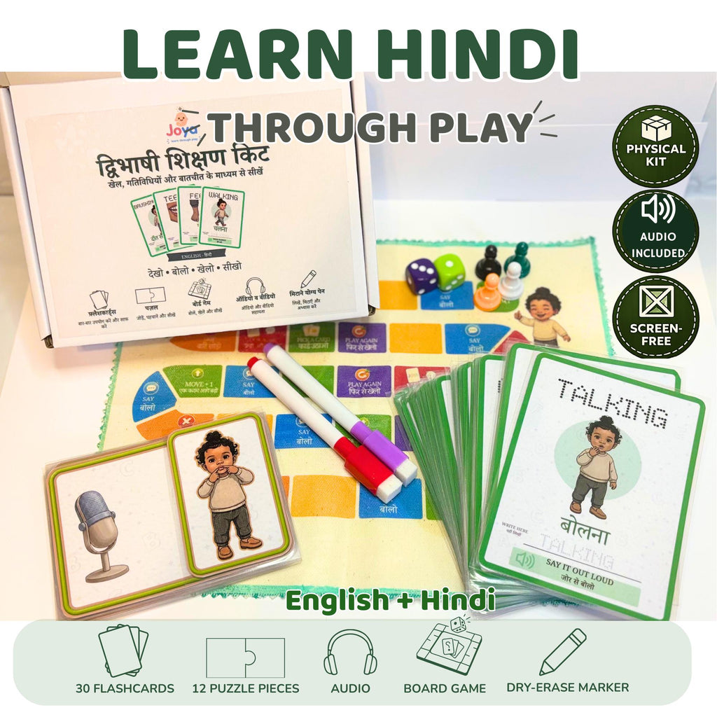 English-Hindi Learning Kit for Kids | Flashcards, Puzzles & Board Game