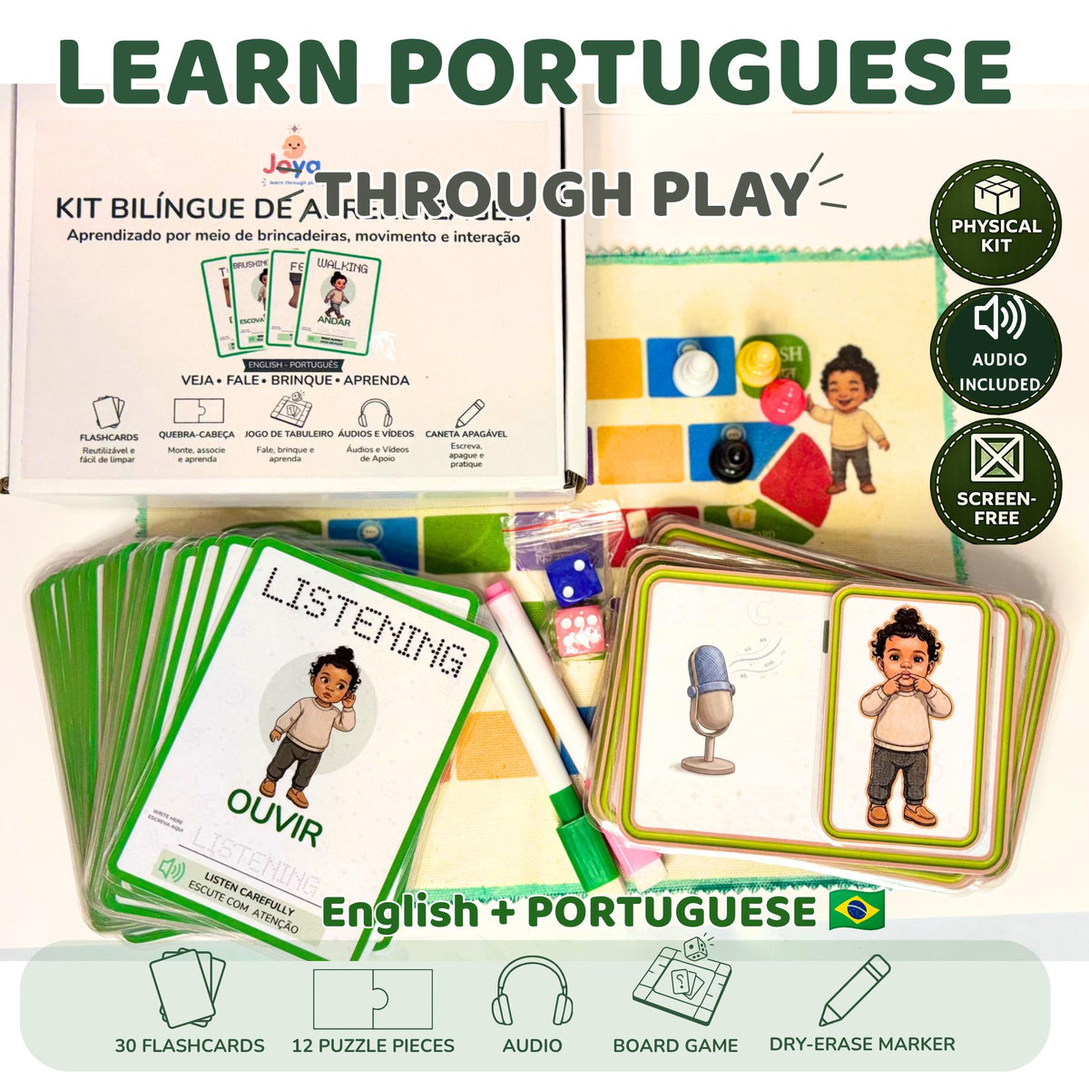 Language Flashcards & Games for Kids | English or Bilingual Kit