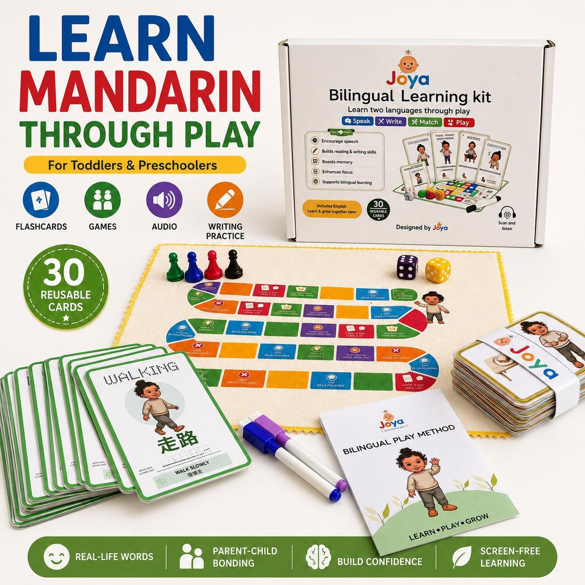 English-Mandarin Chinese Flashcards for Kids | Homeschool Kit with Audio