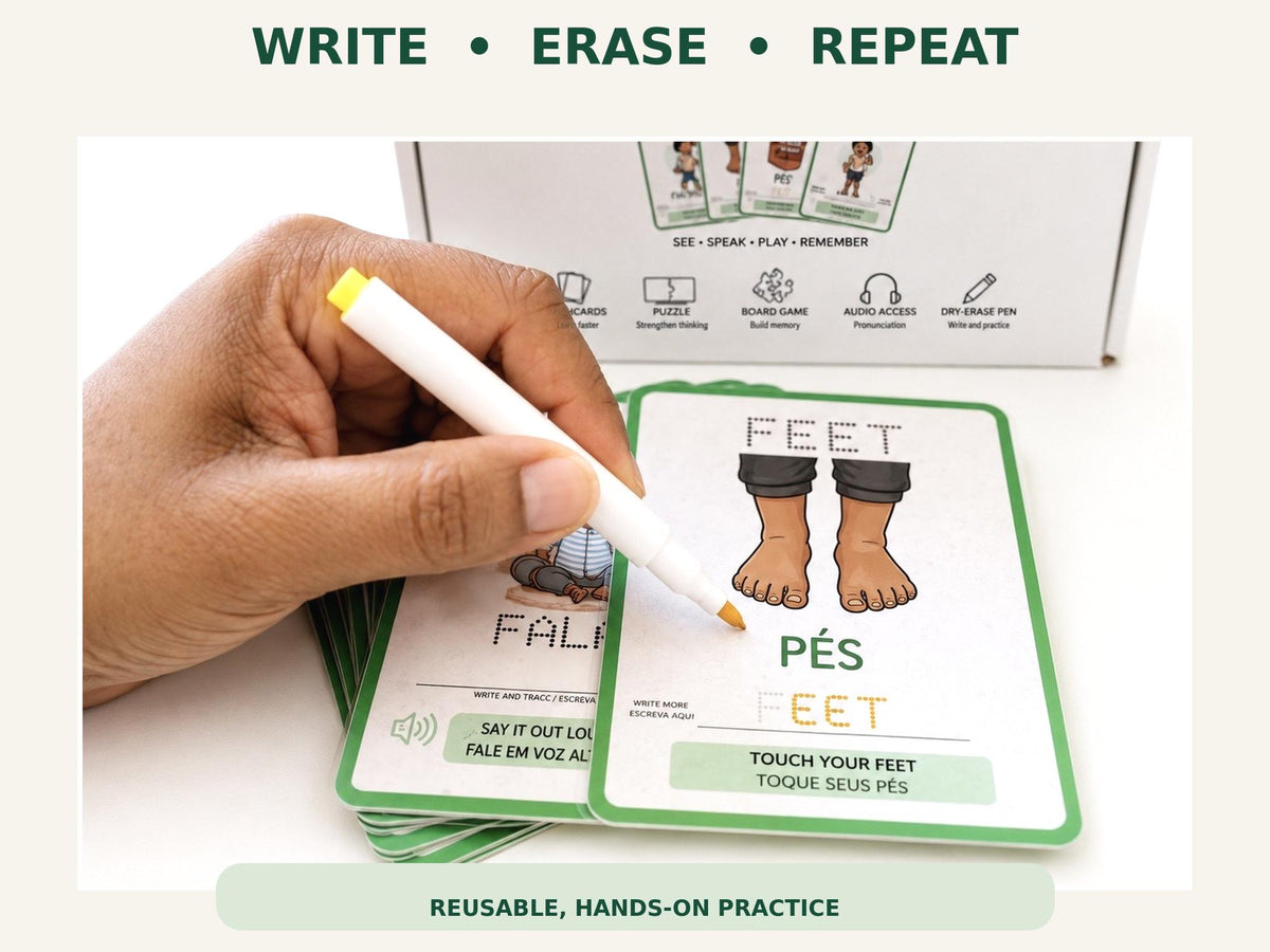 English-Brazilian Portuguese Learning Kit | Flashcards, Games & Audio