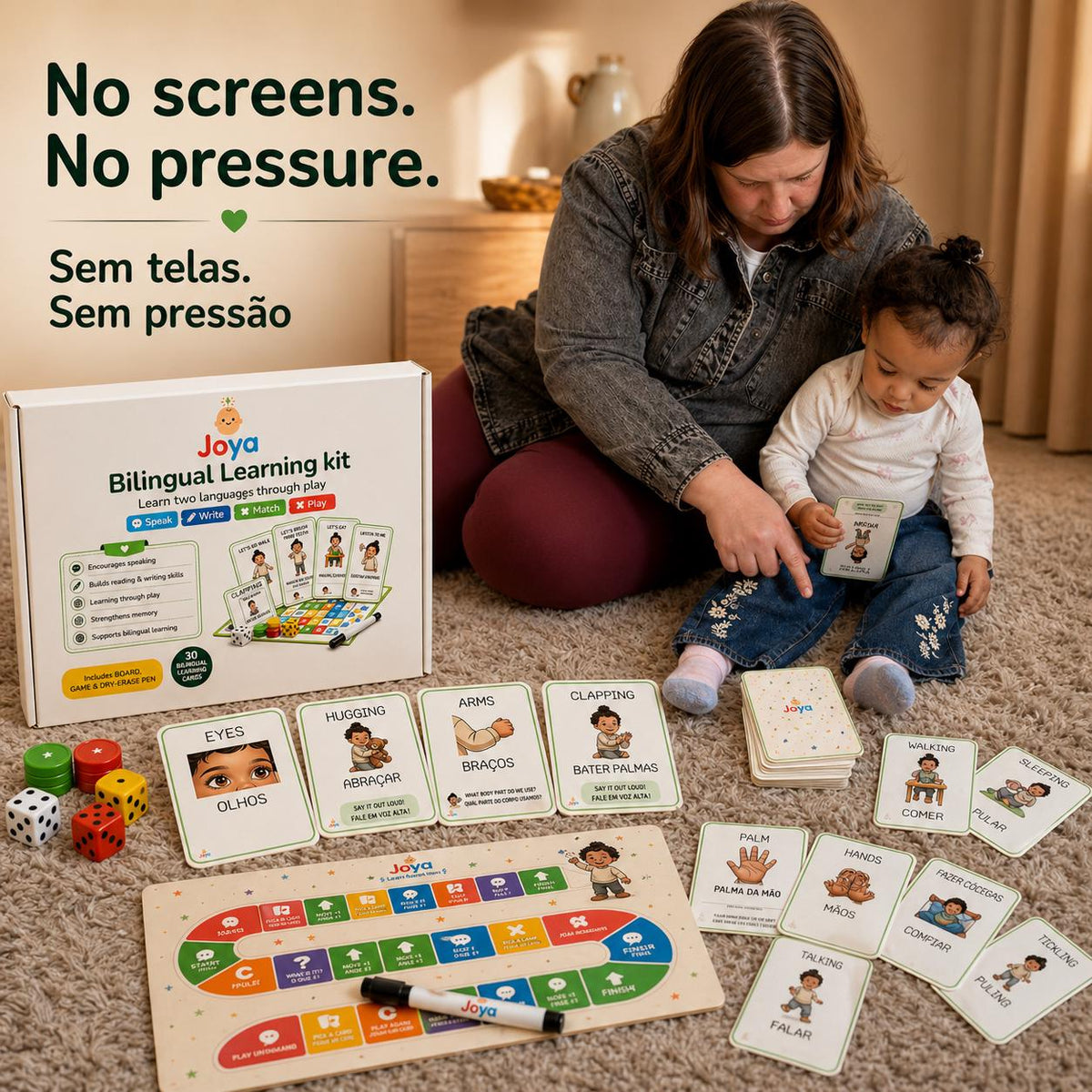 Language Flashcards & Games for Kids | English or Bilingual Kit